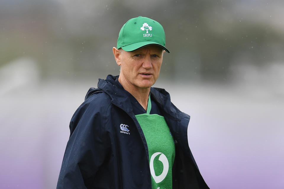 Ireland's head coach Joe Schmidt takes part in a training session at the Ichihara Suporeka Park in Ichihara on September 18, 2019, ahead of the Japan 2019 Rugby World Cup. (Photo by CHARLY TRIBALLEAU / AFP)        (Photo credit should read CHARLY TRIBALLEAU/AFP/Getty Images)