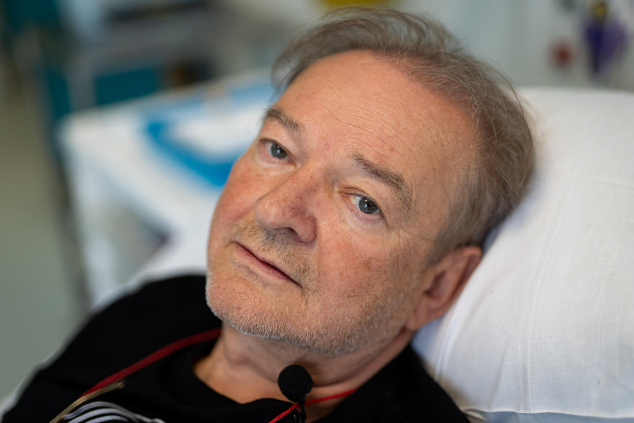 Patient Janusz Racz prior to receiving the vaccine for non-small cell lung cancer (Aaron Chown/PA)