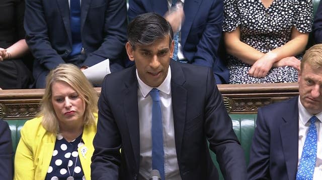 Conservative leader Rishi Sunak speaks during Prime Minister’s Questions in the House of Commons