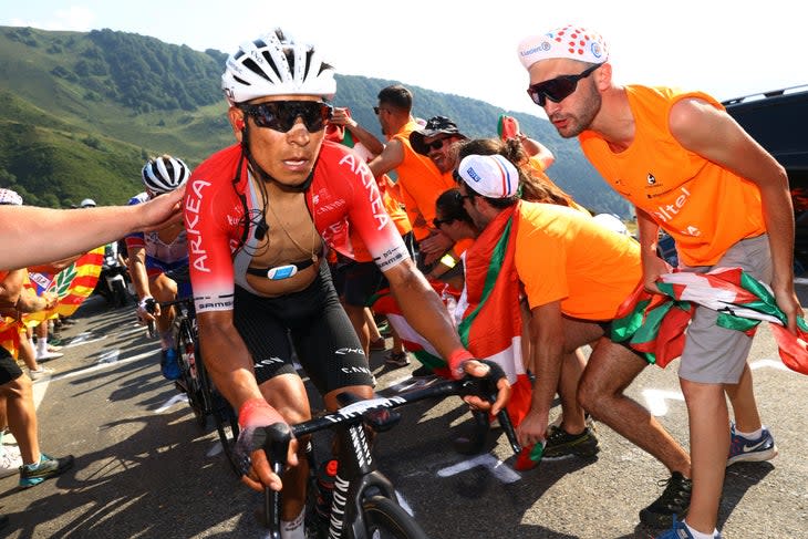 <span class="article__caption">Nairo Quintana showed glimpses of his former best during the Tour de France, and denies using tramadol.</span> (Photo: Michael Steele/Getty Images)