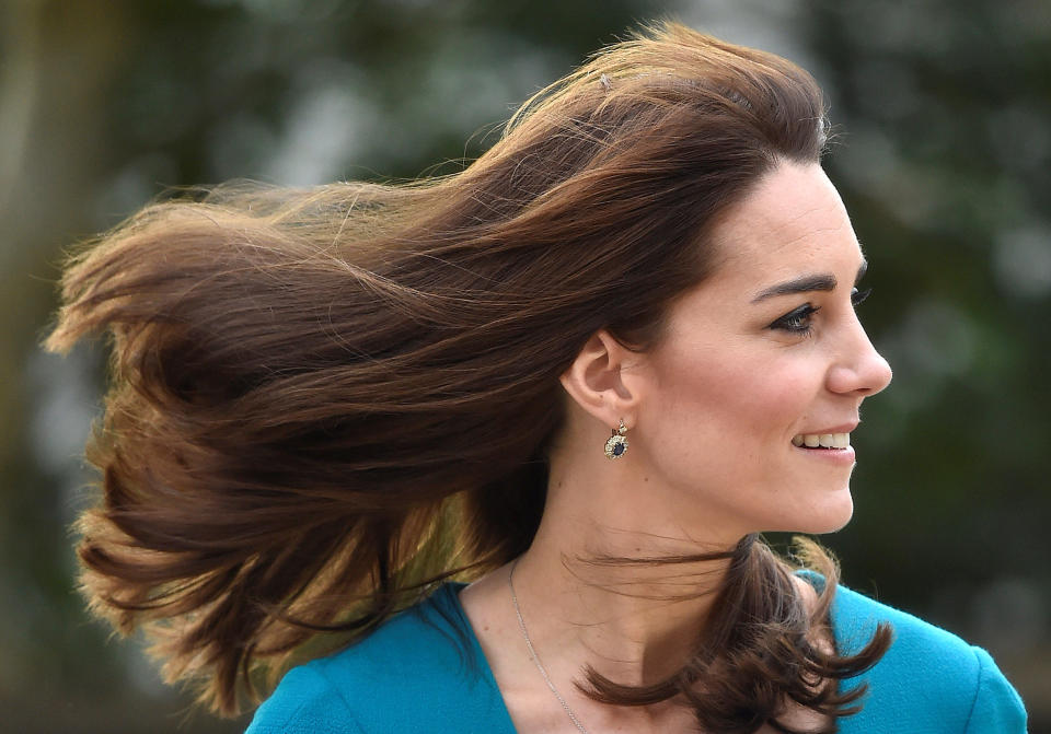 Britain's Catherine, Duchess of Cambridge reacts during a visit to the offices of the charity Action on Addiction in Warminster in south west England in Britain, Dec.&nbsp;10, 2015.