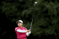 Japan's Minami Katsu on the 7th during day three of the 2023 AIG Women's Open at Walton Heath, Surrey, England, Saturday, Aug. 12, 2023. (John Walton/PA via AP)