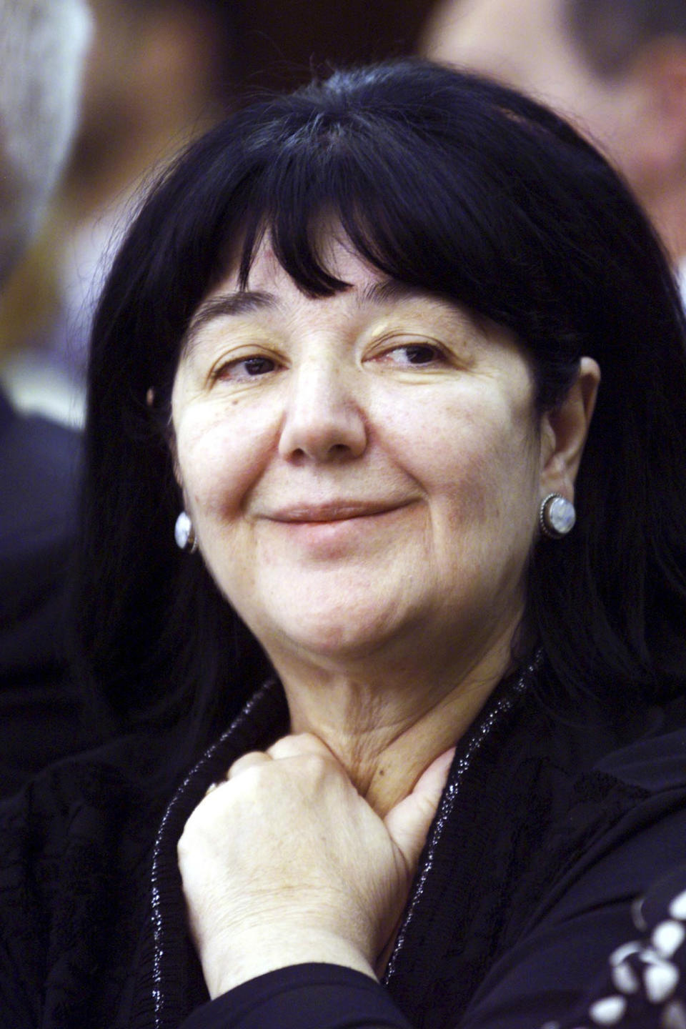 In this Nov. 28, 2000 file photo, Mirjana Markovic, the leader of the Yugoslav Left Alliance and the wife of former Yugoslav President Slobodan Milosevic, at the federal parliament session in Belgrade. Serbia's state television says that Mirjana Markovic, the widow of former strongman Slobodan Milosevic, has died in Russia. She was 76, it was reported on Sunday, April 14, 2019. (AP Photo/Darko Vojinovic, File)