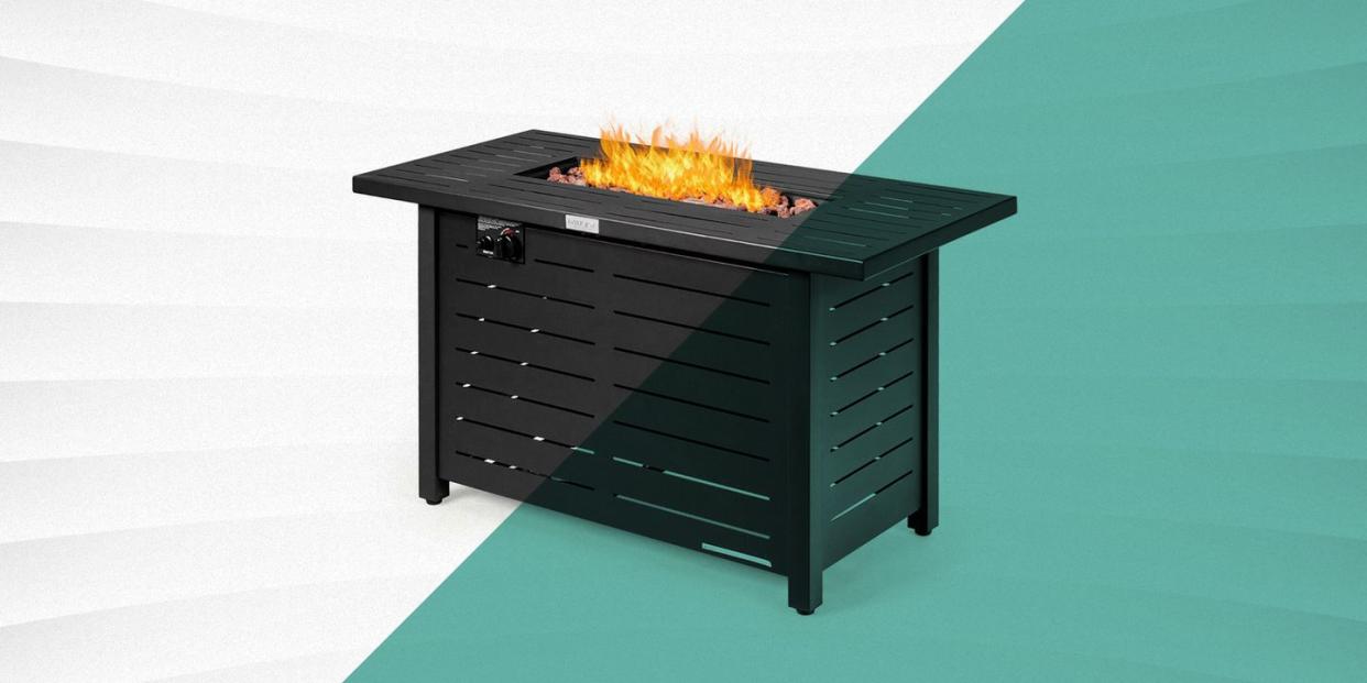 gymax 42'' rectangular propane gas fire pit 60,000 btu heater outdoor table with cover