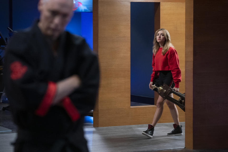 Cobra Kai. (L to R) Thomas Ian Griffith as Terry Silver, Peyton List as Tory Nichols in Cobra Kai. Cr. Curtis Bonds Baker/Netflix © 2022