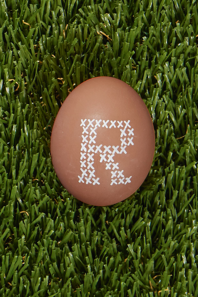 12) Cross-Stitch Initial Easter Egg