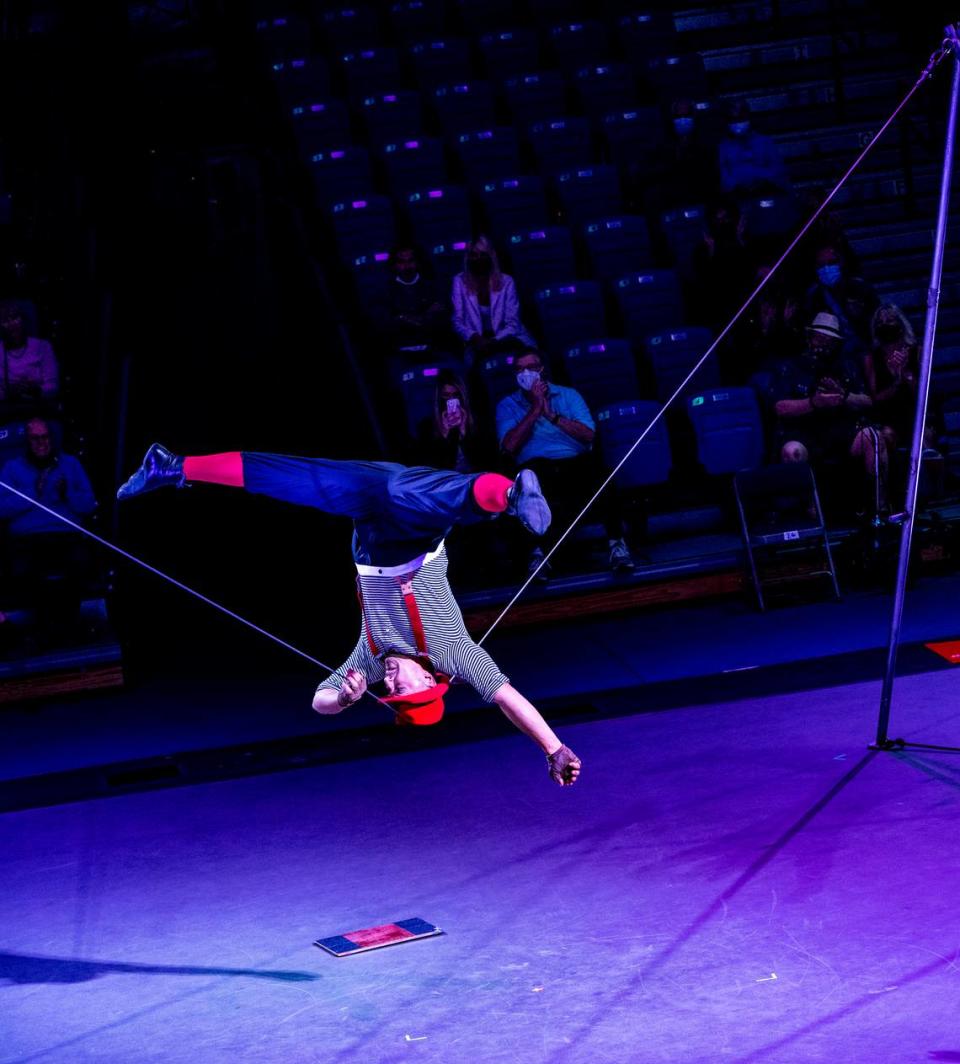 Russian slack wire artist Evgeny Vasilenko, a past Cirque du Soleil performer, is one of the featured acts at this year’s Circus Sarasota showcase, Feb. 11- March 6, 2022 at Nathan Benderson Park.