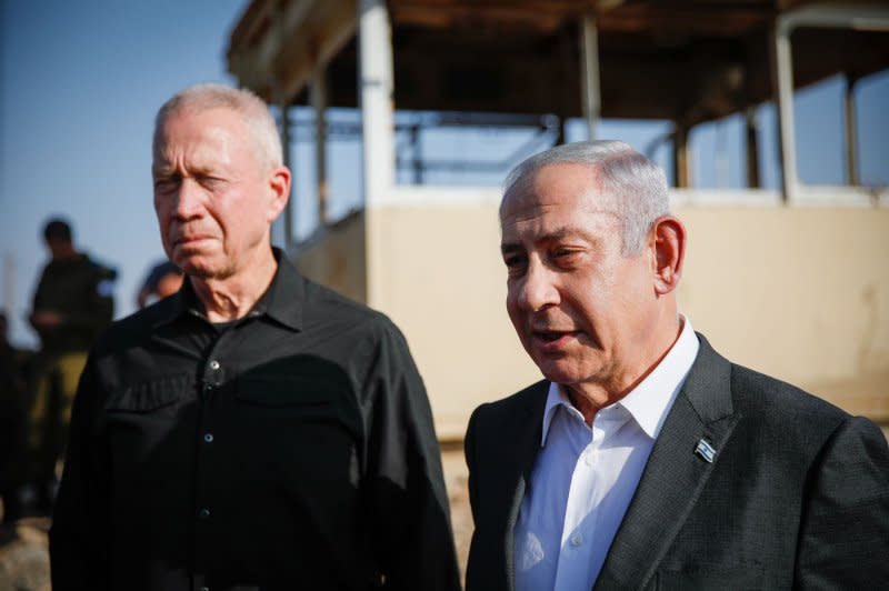 Israeli Prime Minister Benjamin Netanyahu (R) and Defense Minister Yoav Galant both condemned the killing of 14-year-old Benjamin Achimeir in the occupied West Bank but urged citizens not to take the law into their own hands. File Pool photo by Shir Torem/UPI