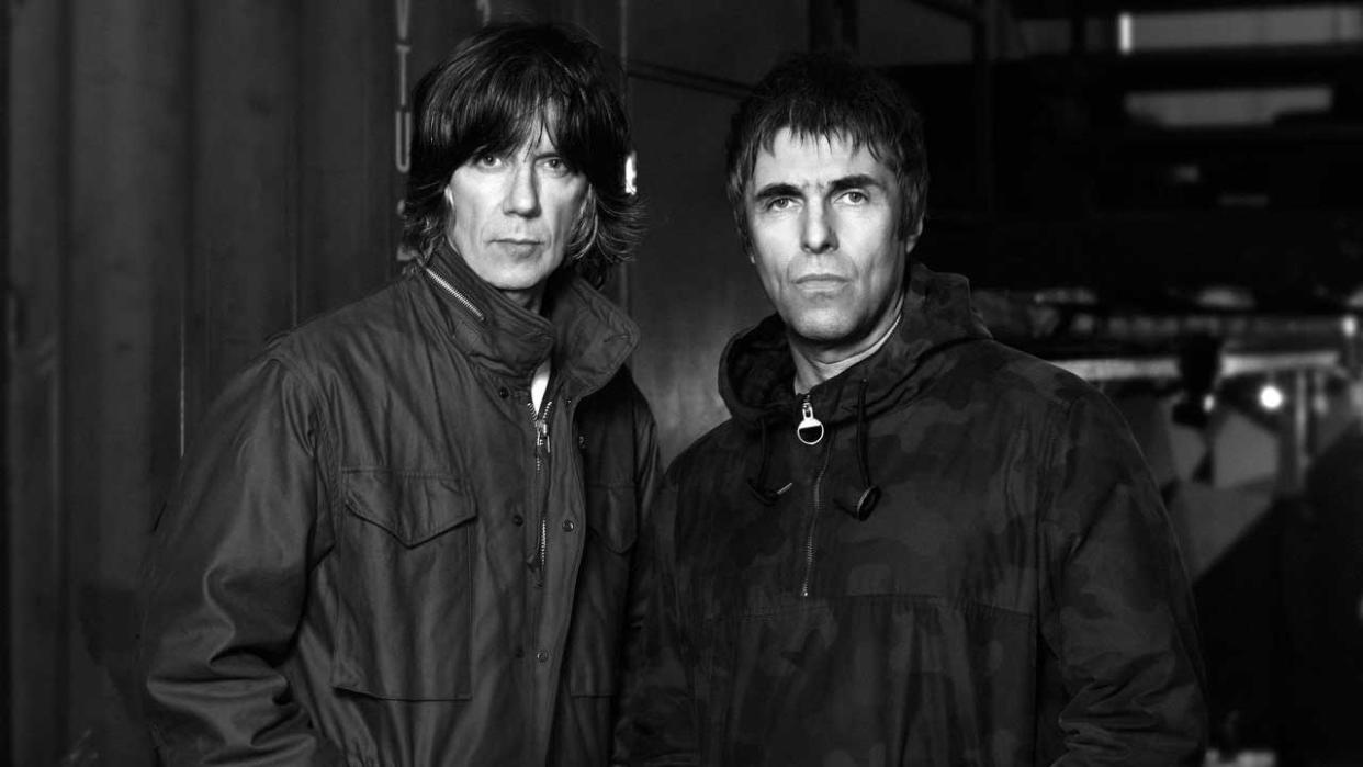  Liam Gallagher and John Squire looking moody. 