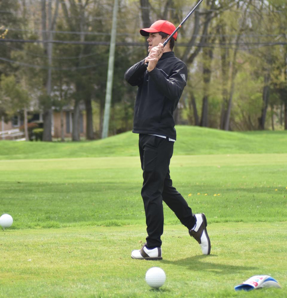 Coldwater's Dracyn Foster tees off at the first hole at the Coldwater Golf Course on Thursday