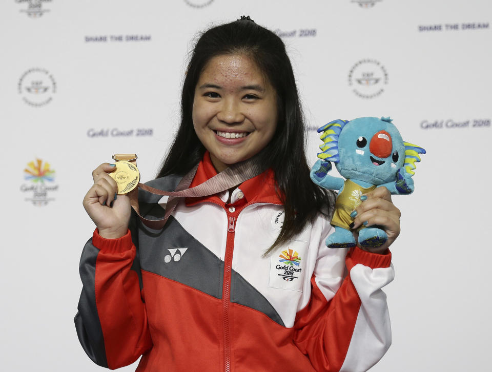 Singapore shooter Martina Veloso won two golds at the 2018 Commonwealth Games in Gold Coast, Australia. (PHOTO: AP/Tertius Pickard)