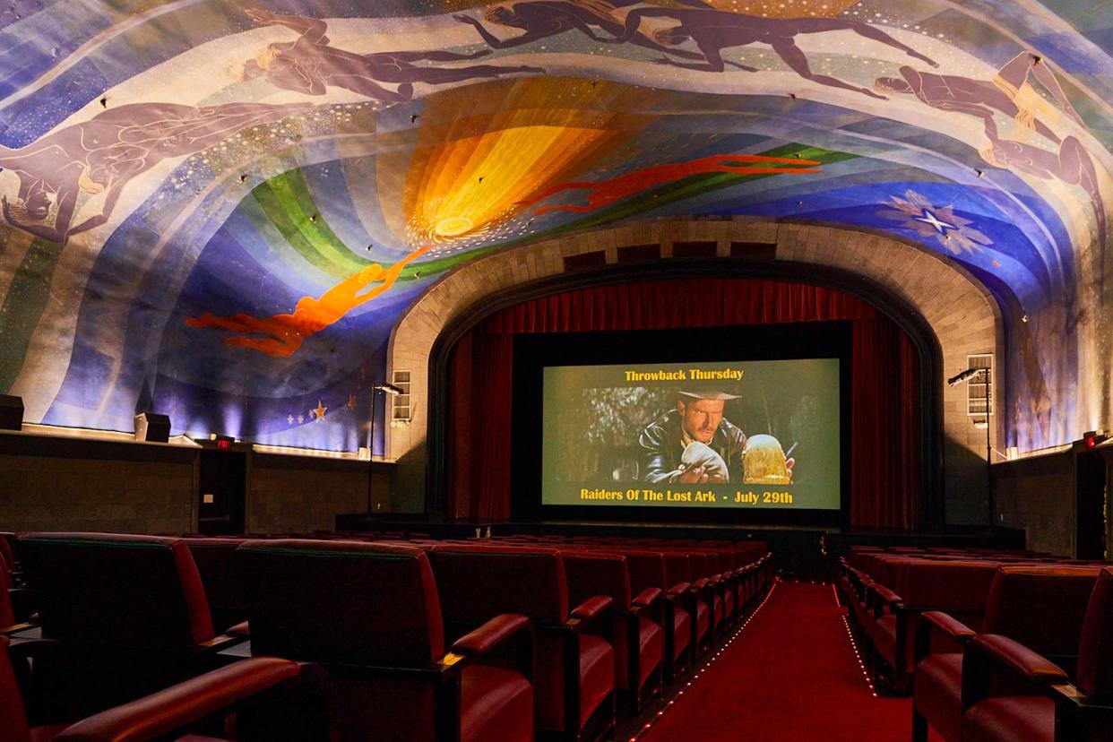 The historic Cape Cinema in Dennis, which has an art deco mural of the heavens designed by Rockwell Kent on its ceiling, has a Throwback Thursday series with cocktails themed to movies like "Raiders of the Lost Ark." The theater in April announced that it was going on "hiatus" because of financial problems. Cape Cinema Inc. president Eric A. Hart told a theater full of supporters on Saturday that thanks to donations  the operation is current with its bills but could use a cushion of about $100,000 to avoid future closings.