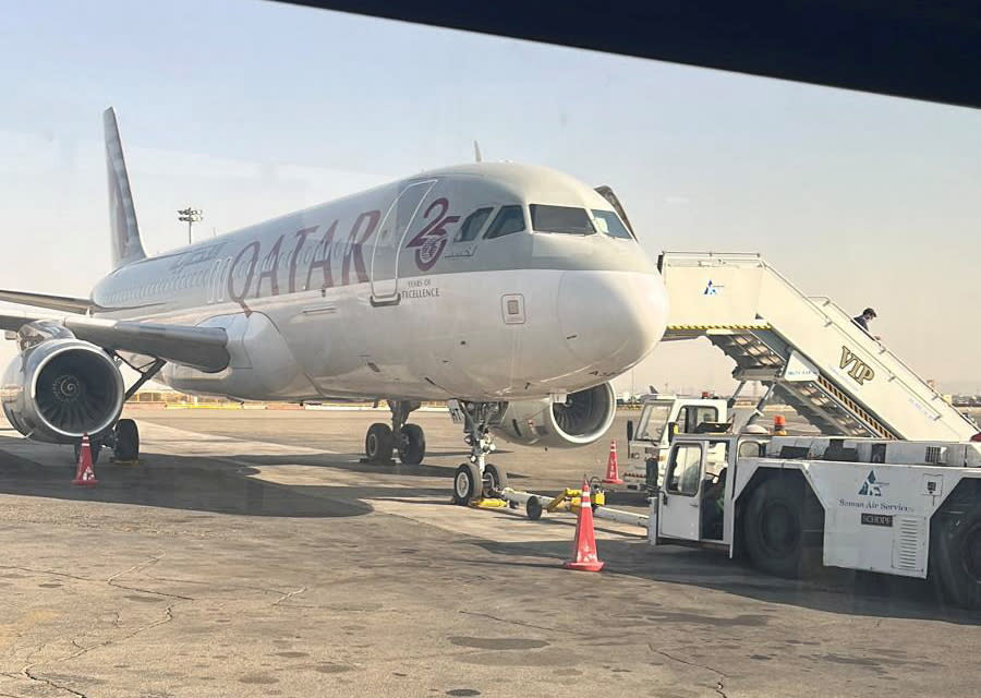 An aircraft at the Mehrabad International Airport in Tehran is ready to fly five freed Americans out of Iran