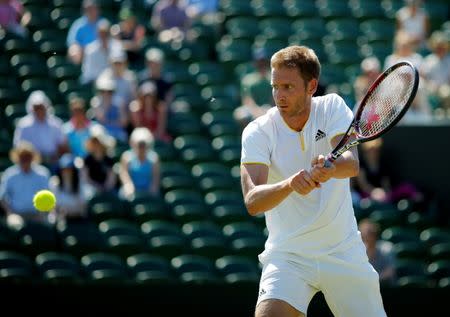 Tennis - Wimbledon - London, Britain - July 5, 2017 Germany’s Florian Mayer in action during his second round match against Croatia’s Marin Cilic REUTERS/Andrew Couldridge