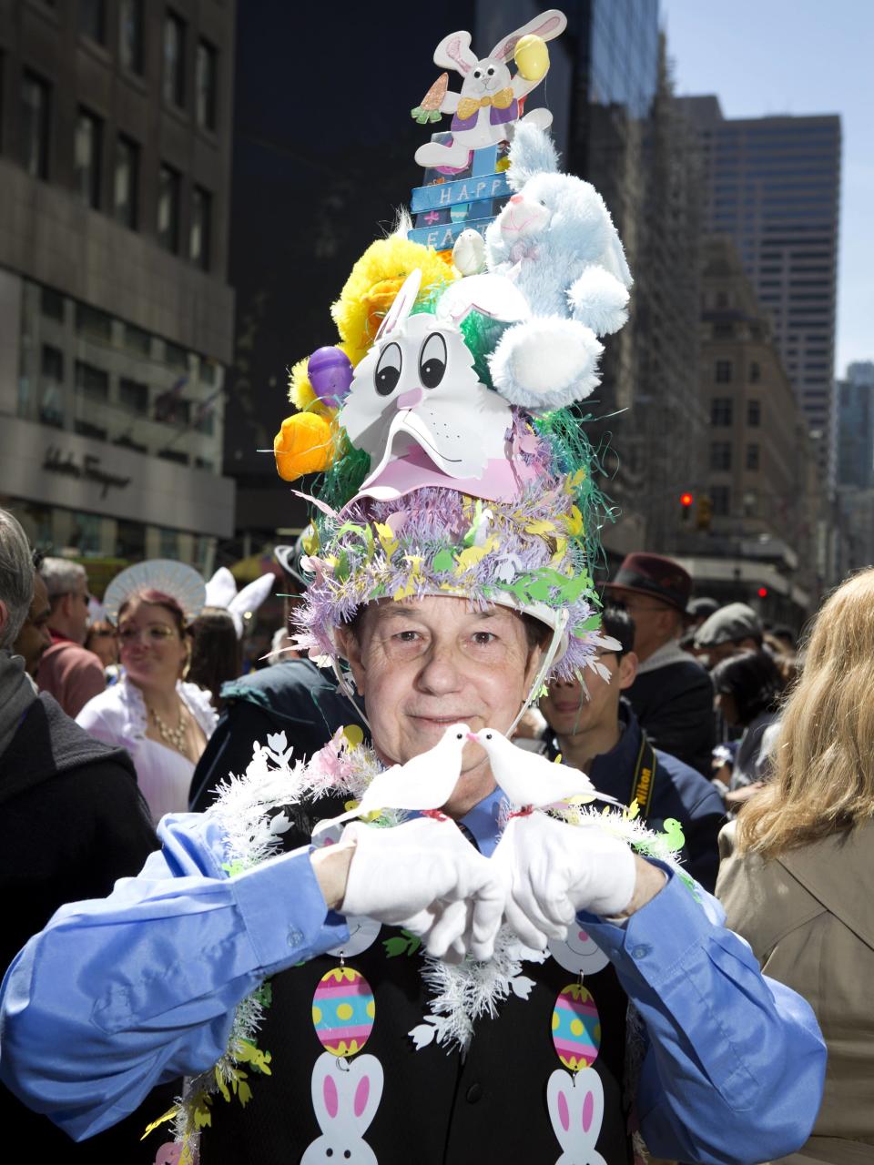 Ruben Alonso poses for a portrait as he takes part in the annual Easter Bonnet Parade in New York