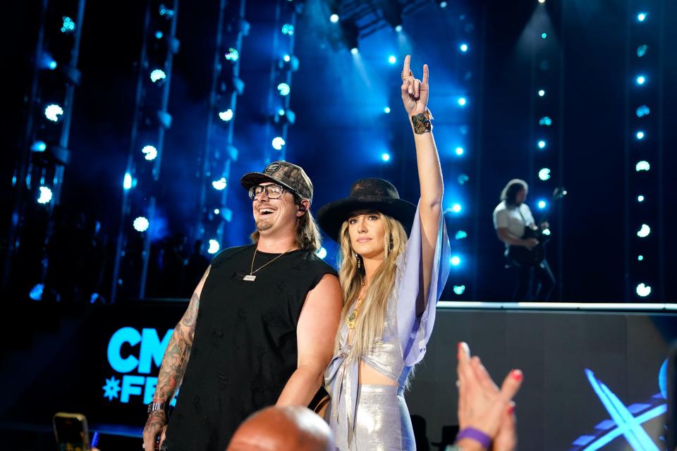 HARDY and Lainey Wilson perform during CMA Fest at Nissan Stadium early in the morning on Saturday, June 10, 2023, in Nashville, Tennessee.