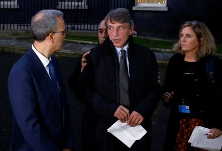 European Parliament President David Sassoli leaves afer a meeting with Britain's Prime Minister Boris Johnson, in London