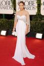 <p>The diva went demure: Jennifer Lope presented in an angelic caped Zuhair Murad gown.</p>