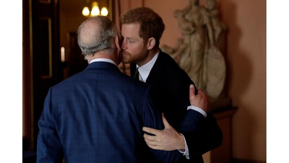 Prince Harry and Prince Charles attend the 'International Year of The Reef' 2018 meeting at Fishmongers Hall 