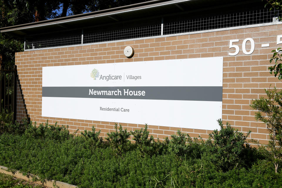 The Anglicares Newmarch House in Western Sydney where 30 cases of COVID-19 have been confirmed and one resident has died. Source: AAP