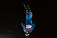 Gold Medallist, Belarus' Alla Tsuper competes in the Women's Freestyle Skiing Aerials finals at the Rosa Khutor Extreme Park during the Sochi Winter Olympics on February 14, 2014