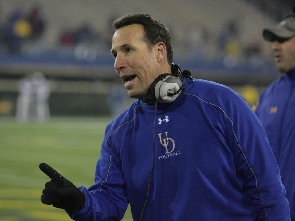 Delaware head coach K. C. Keeler during Delaware's 16-3 win in the third round of the FCS playoffs in 2010 at Delaware Stadium.