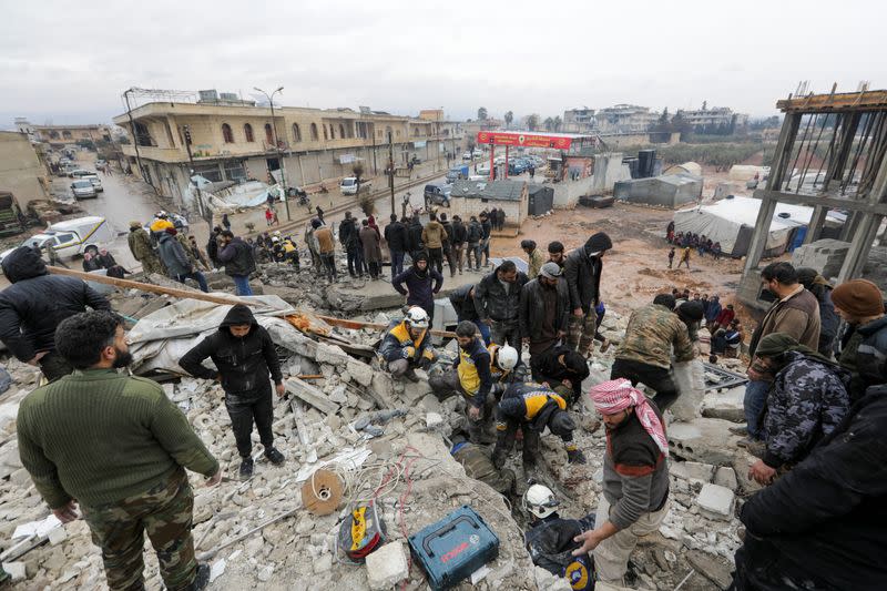 Aftermath of an earthquake, in rebel-held town of Jandaris