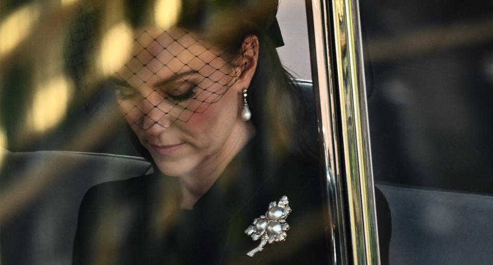 The Princess of Wales was driven behind the coffin of Queen Elizabeth II. (Getty Images)