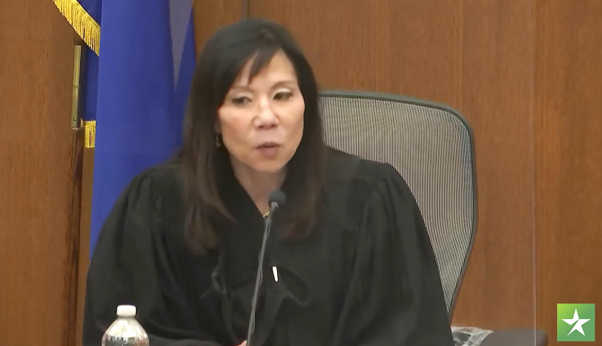 In this image taken from video, Hennepin County Judge Regina Chu hears questions from the jury during deliberations in the trial of former Brooklyn Center police Officer Kim Potter, Tuesday, Dec. 21, 2021, in Minneapolis. Potter, who is white, is charged with first- and second-degree manslaughter in the shooting of Daunte Wright, a Black motorist, in the suburb of Brooklyn Center. Potter has said she meant to use her Taser – but grabbed her handgun instead – after Wright tried to drive away as officers were trying to arrest him. (Court TV via AP, Pool)