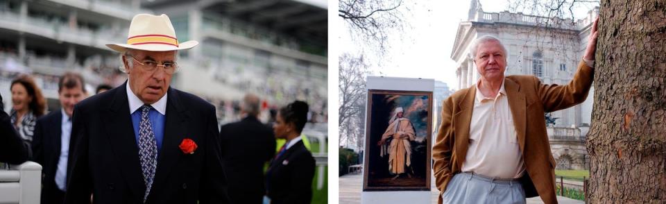 John Magnier, left, and Sir David Attenborough at a photocall outside Tate Britain launching an appeal to save the painting in 2003 (Getty/PA)