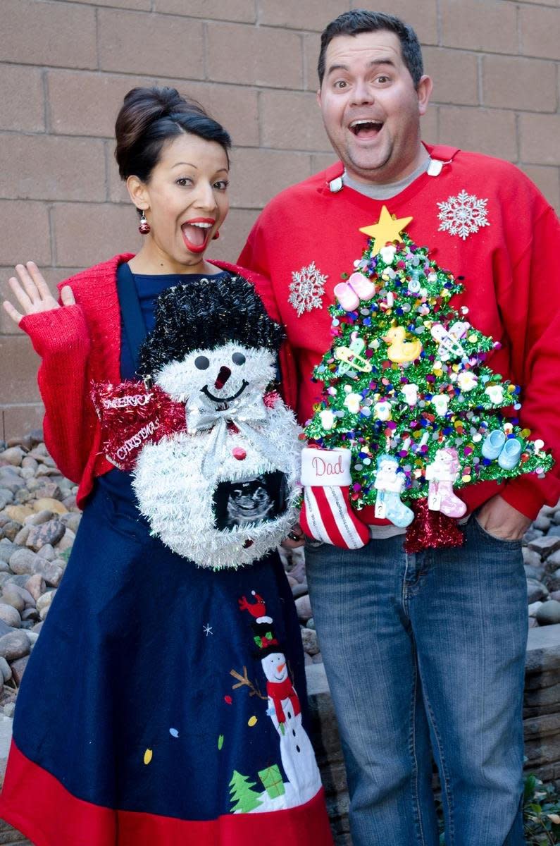 From baby bumps dressed in holiday lights to ugly-sweater parties, get inspired by these genius Christmas pregnancy announcement ideas submitted by happy parents-to-be.