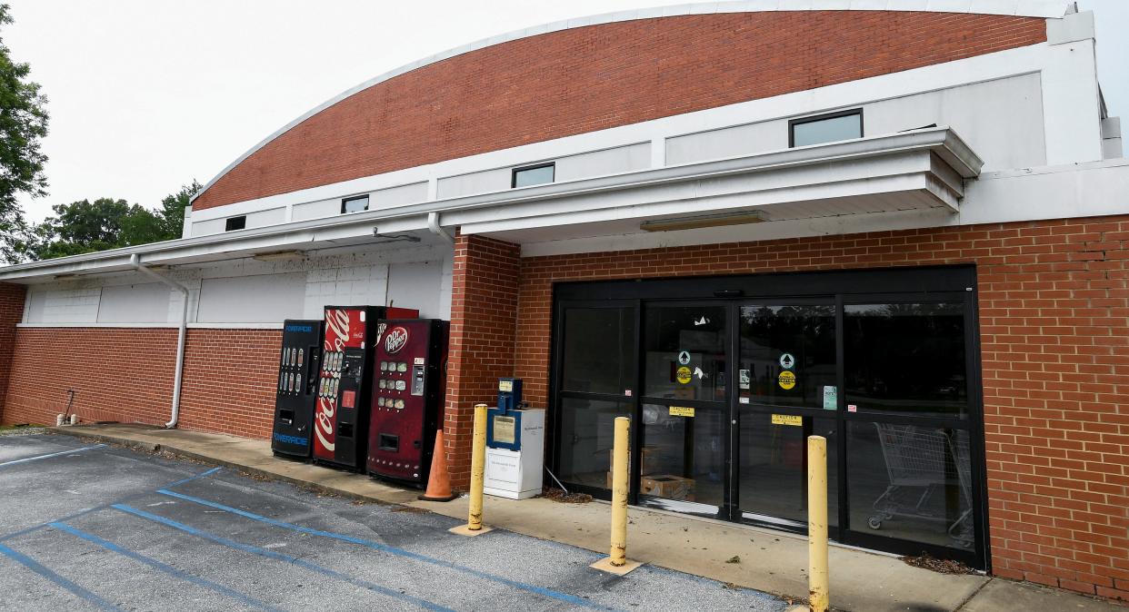 The closed grocery store built into the gym next door to the old Marengo County High School in Thomaston, Ala., on Friday June 3, 2022.