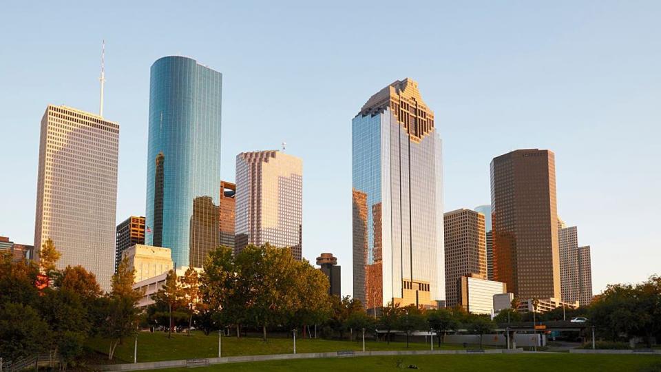 <div>Houston city skyline, Houston, USA. (Photo by: Loop Images/Universal Images Group via Getty Images)</div>