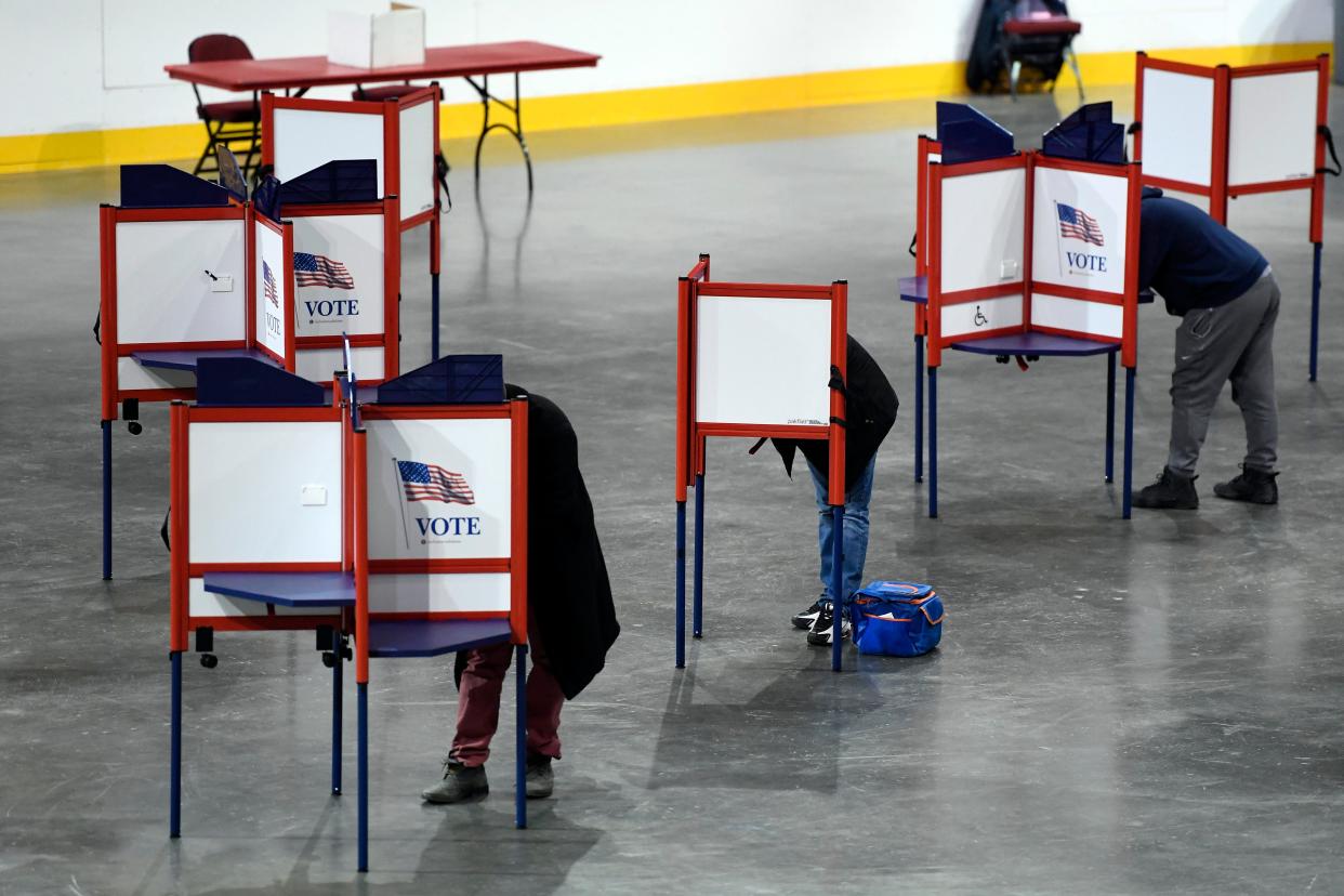 Provisional ballots are filled out at the polling site in the Prudential Center in Newark on Election Day, Tuesday, Nov. 3, 2020. 