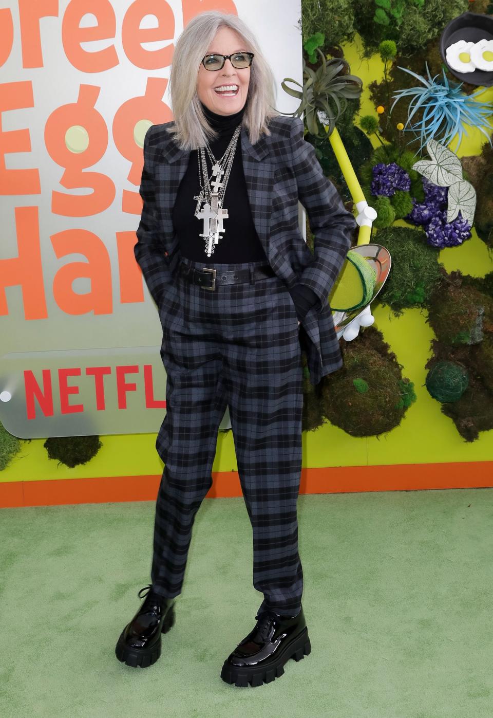 Keaton first wore the look at the premiere of Netflix's Green Eggs and Ham in 2019