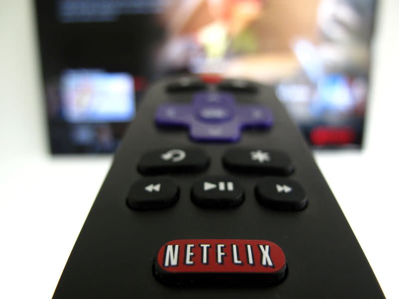 FILE PHOTO: The Netflix logo is pictured on a television remote in this illustration photograph taken in Encinitas, California