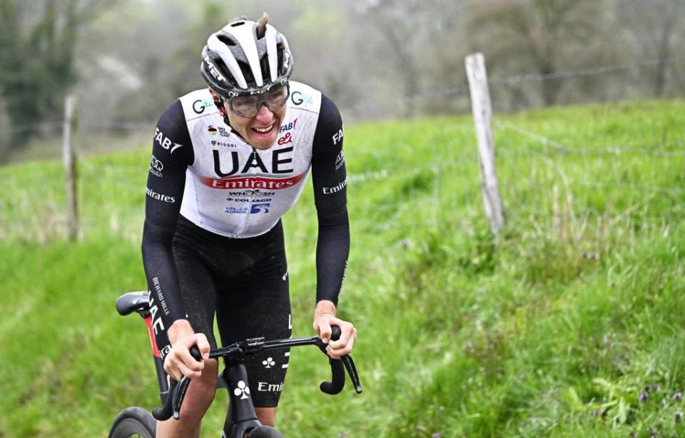 Tadej Pogacar went solo in the final 30km of the Amstel Gold Race