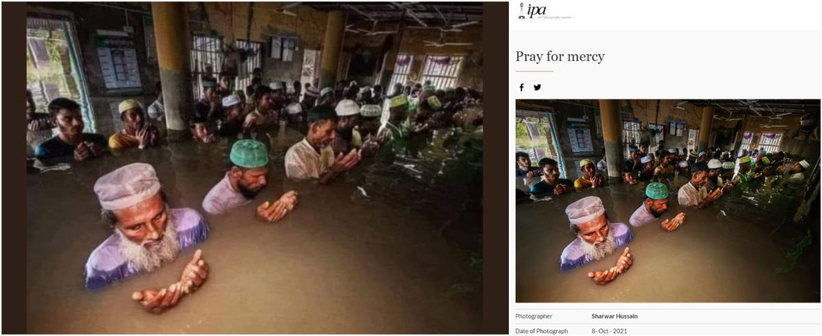 Photo shows Bangladeshi Muslims praying after cyclone, not following deadly floods