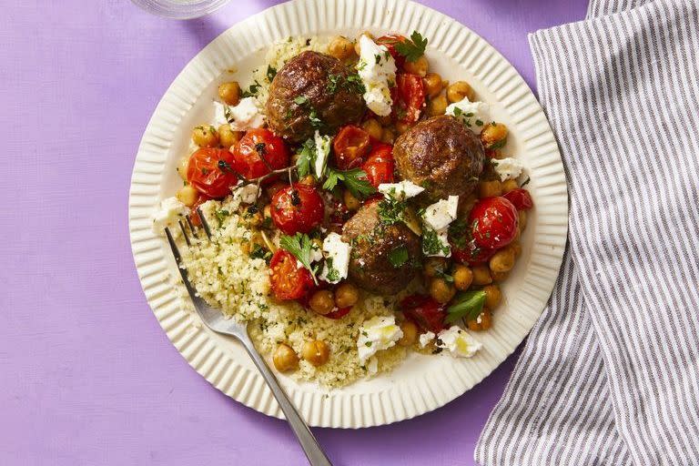 Moroccan Meatballs with Roasted Tomatoes and Chickpeas