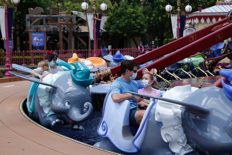 Social distance at Disneyland after it reopened following a shutdown due to the coronavirus disease (COVID-19) in Hong Kong