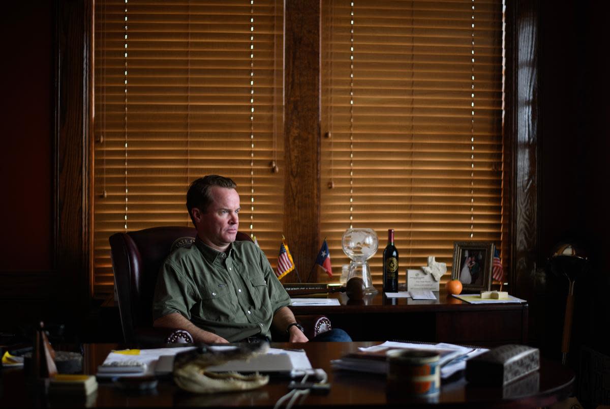 Beaumont, Texas: Speaker of the Texas House of Representatives Dade Phelan poses for a portrait at his office in Beaumont on Friday, Jan 26, 2024.