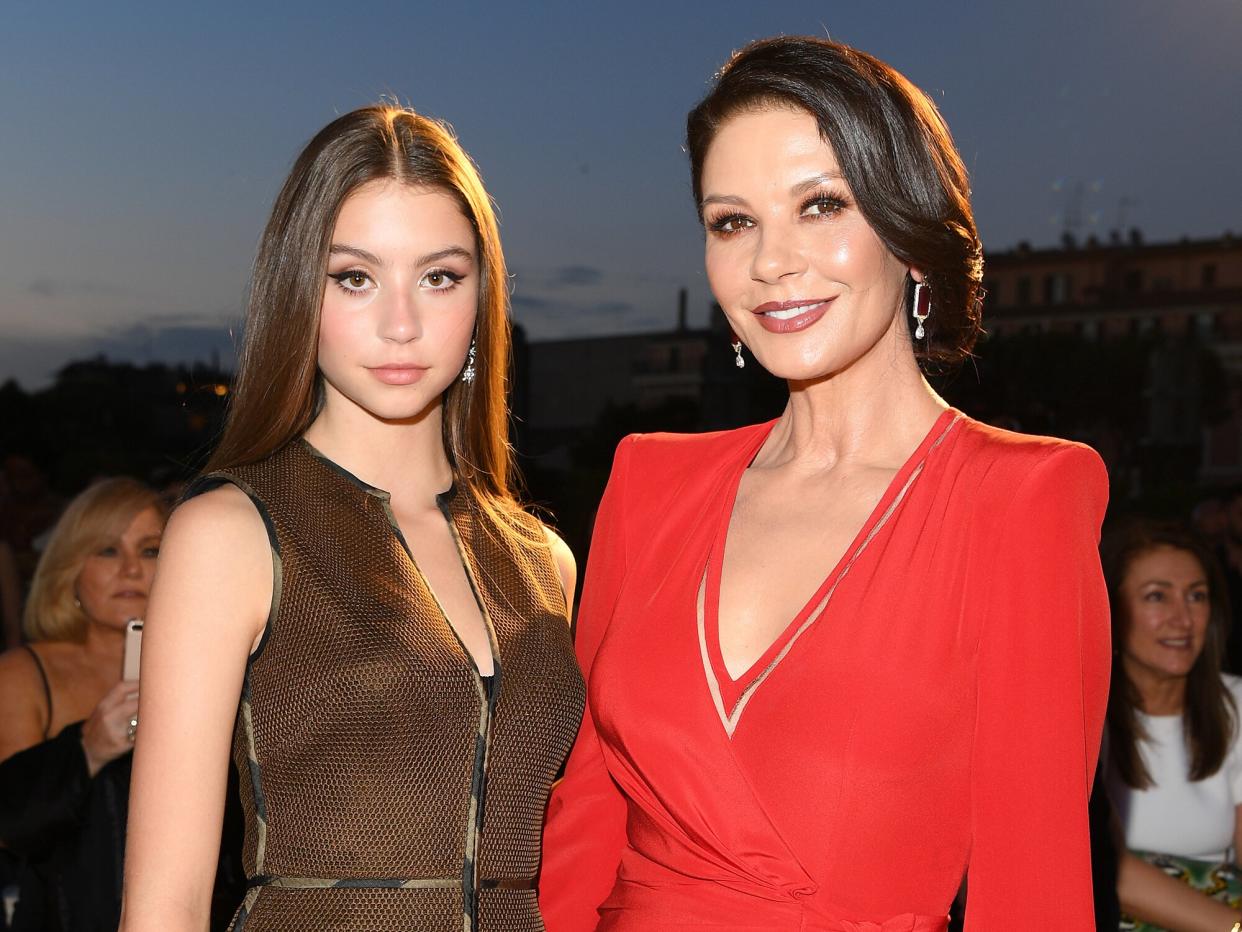 Catherine Zeta Jones and Carys Zeta Douglas attend the Fendi Couture Fall Winter 2019/2020 Show on July 04, 2019 in Rome, Italy