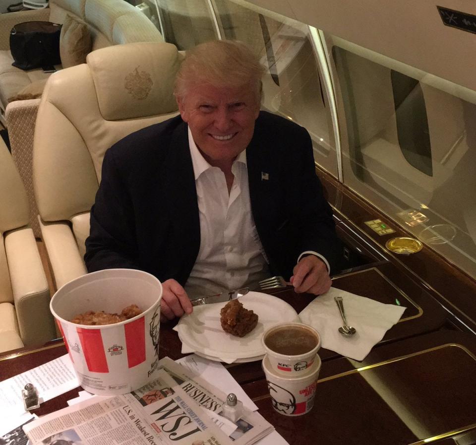 Donald Trump eating KFC on his private jet in August 2016 (Donald Trump)