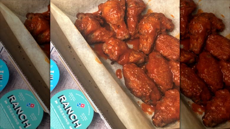 Chicken wings with buffalo sauce in box