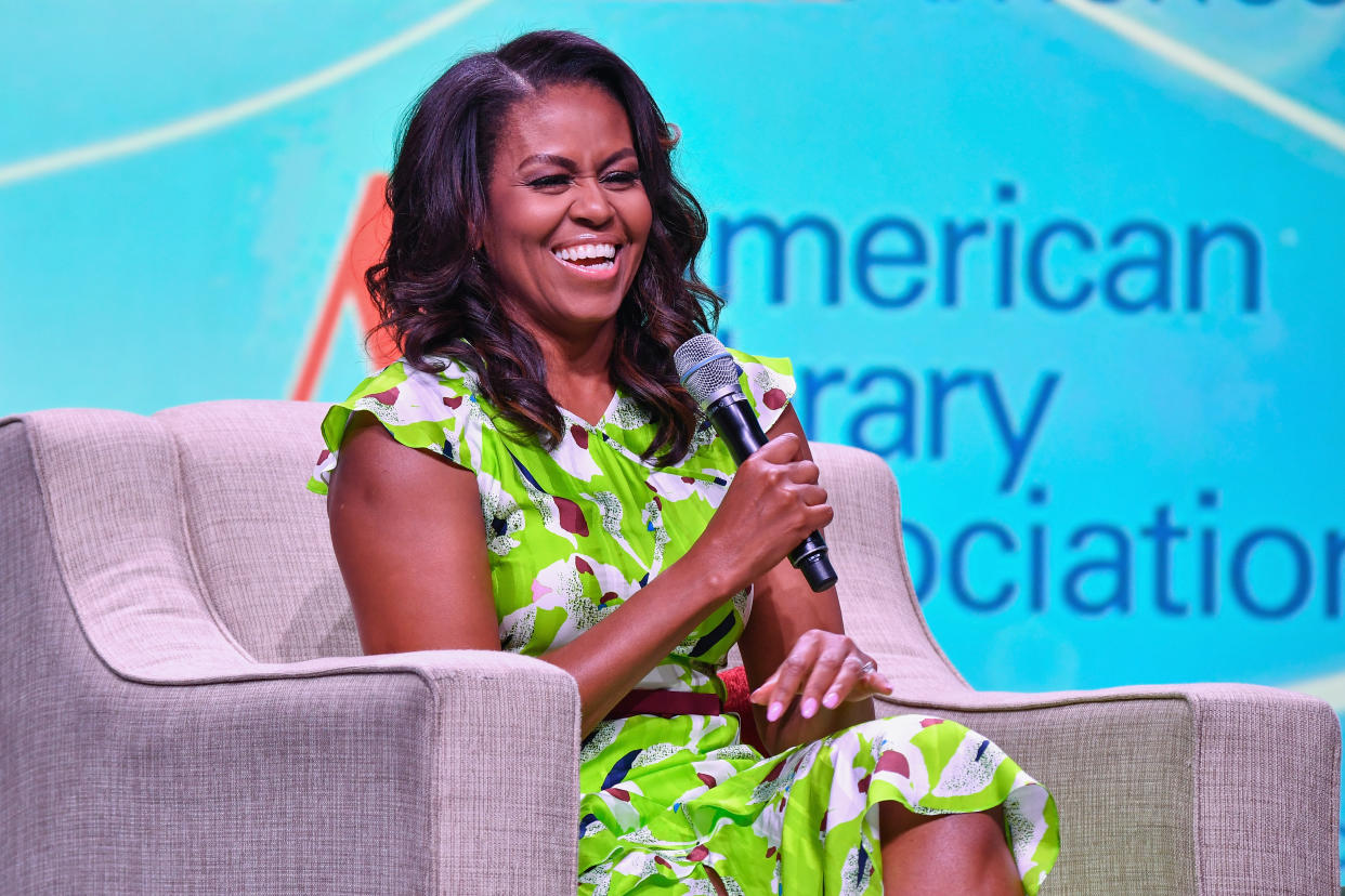 Michelle Obama’s makeup artist shared a silly photo of the former first lady wearing a bathrobe. (Photo: Getty Images)