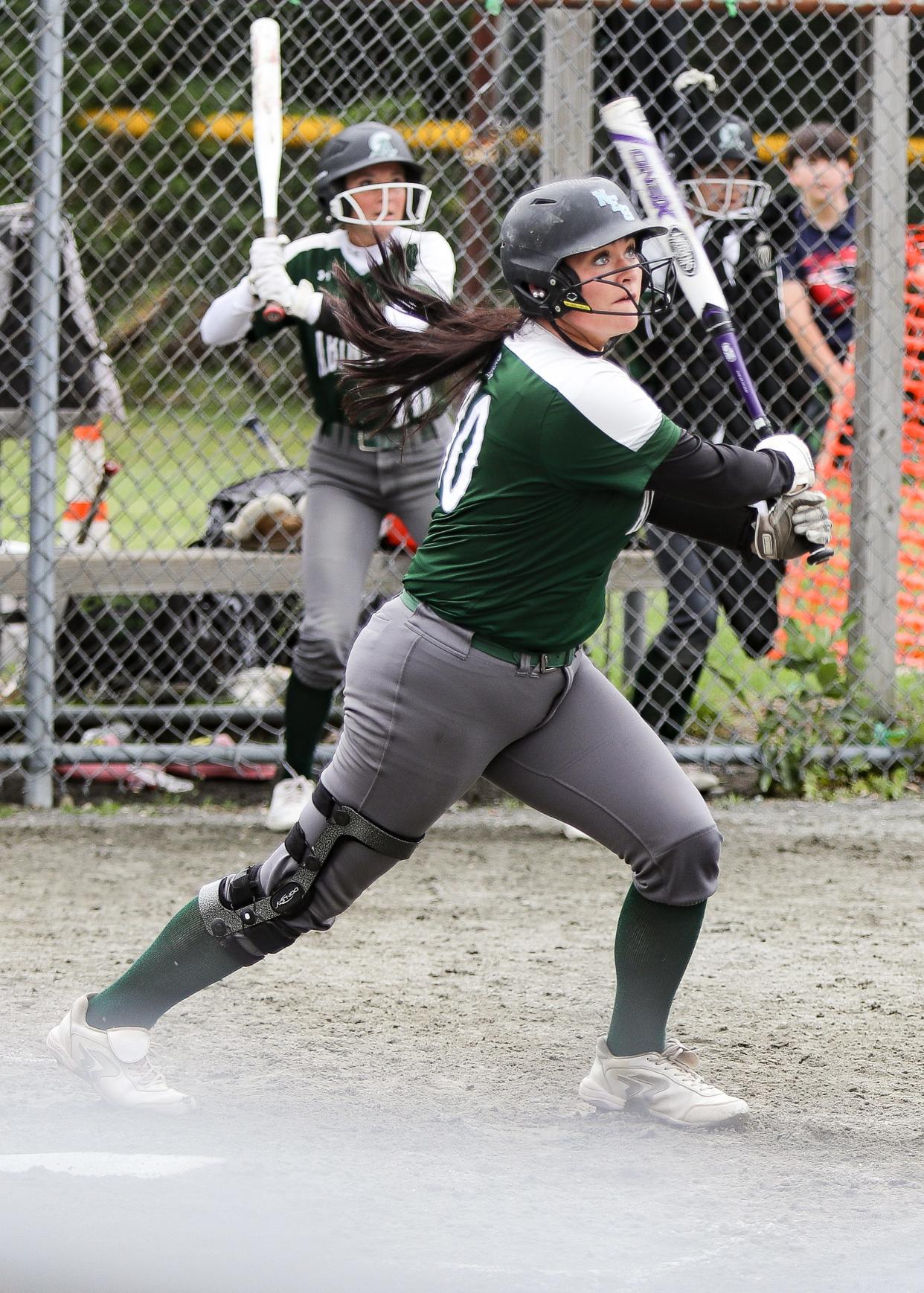 Abington's Kasie Bailey swings during a game against Whittier RVT in the Div. 4 tournament on Sunday, June 4, 2023.