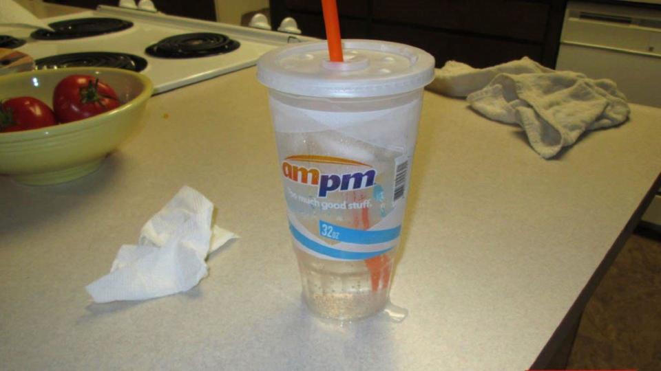 The soda cup the intruder left behind in Ray Wright's home.  / Credit: Sacramento County District Attorney's Office