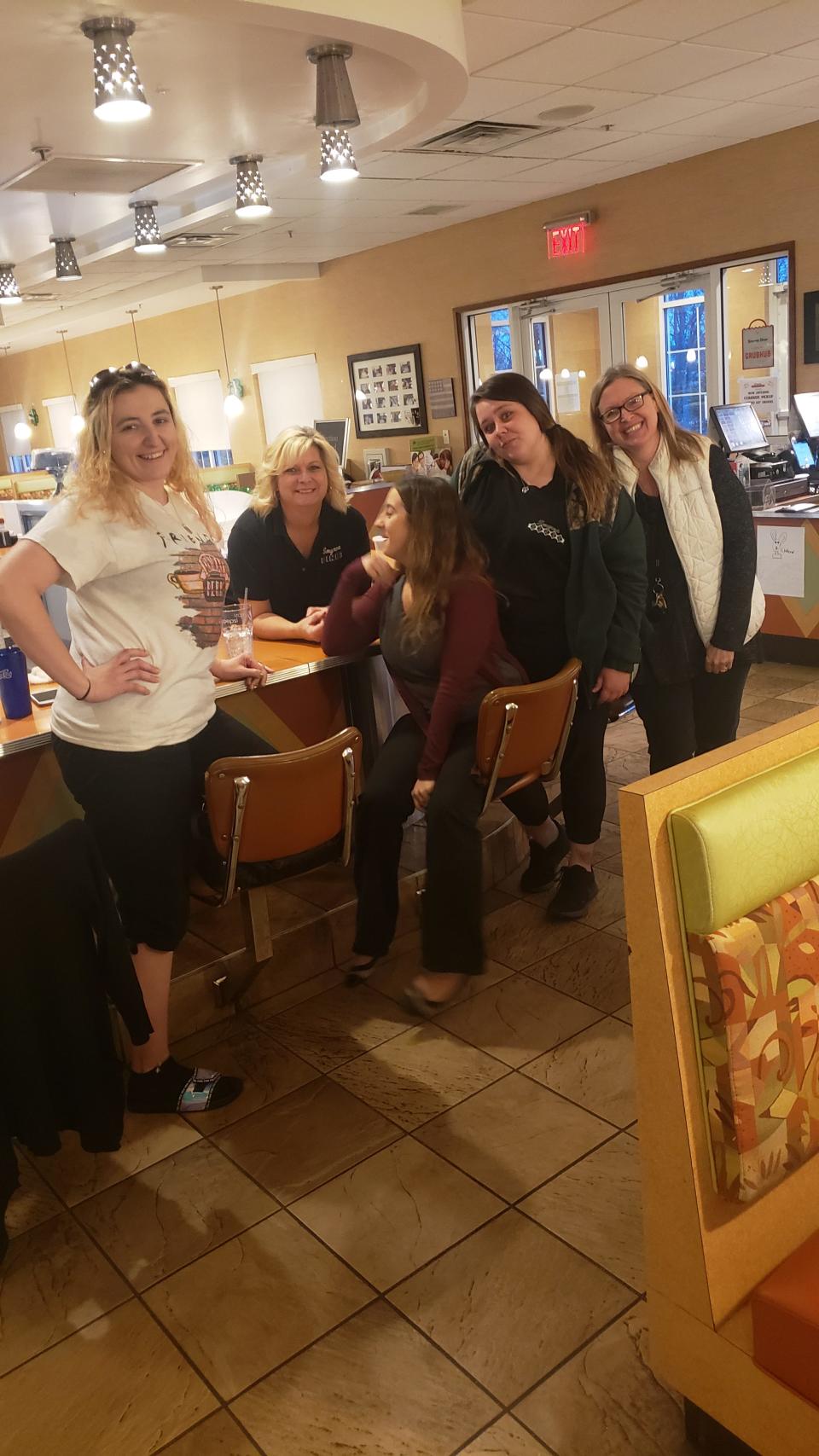 Staff at the Smyrna Diner get ready Friday to handle full menu take-out and other orders: From left, Ashley White, Verna Woodard, Miranda DiMaio, Samantha Rowlands and owner Jamie Compton.,