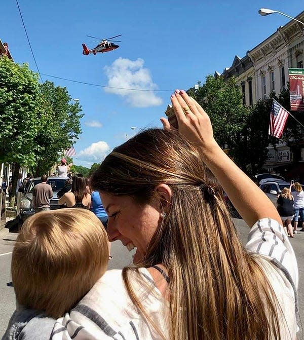 Honesdale grad Kyle Richter executes a flyover during the 2019 Memorial Day parade.