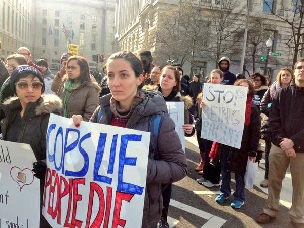 Georgetown Law students protest at Freedom Plaza that&nbsp;Saturday.